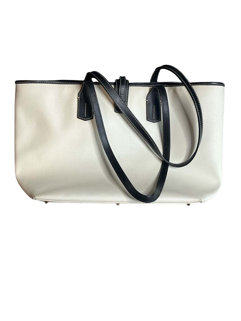 Dooney & Bourke Pebble Grain Russel Tote in White/Black - Picture 4 of 10
